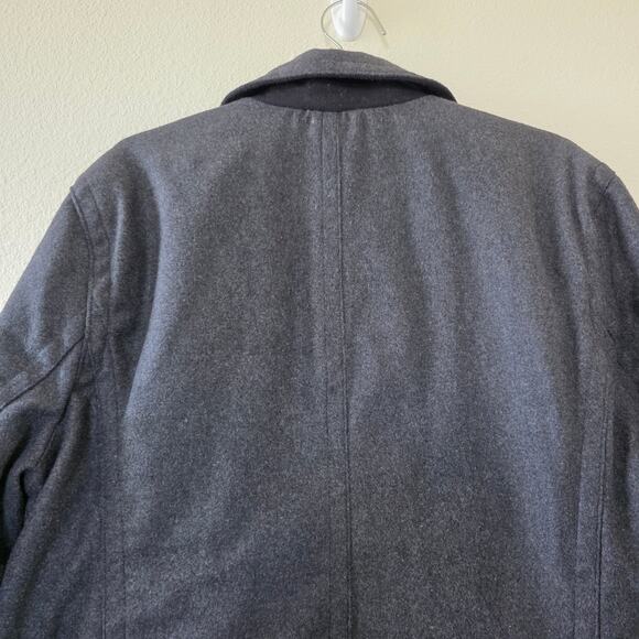 Urban Republic Charcoal Peacoat Jacket Sherpa Lined Double Breasted Men Size L - Picture 8 of 13